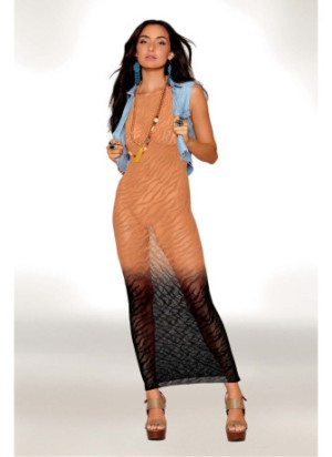 Robe bodystocking avec motifs zèbre, aux couleurs cuivrées - DG0488BKC